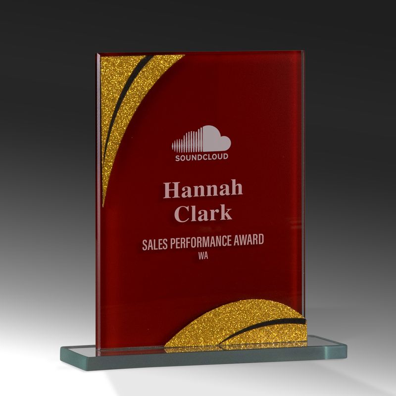 Glass Red Gold Glass Award 165mm